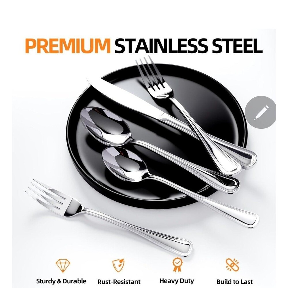 Nice Kitchen Premium Stainless Steel Silverware Set of 40 Luster Series